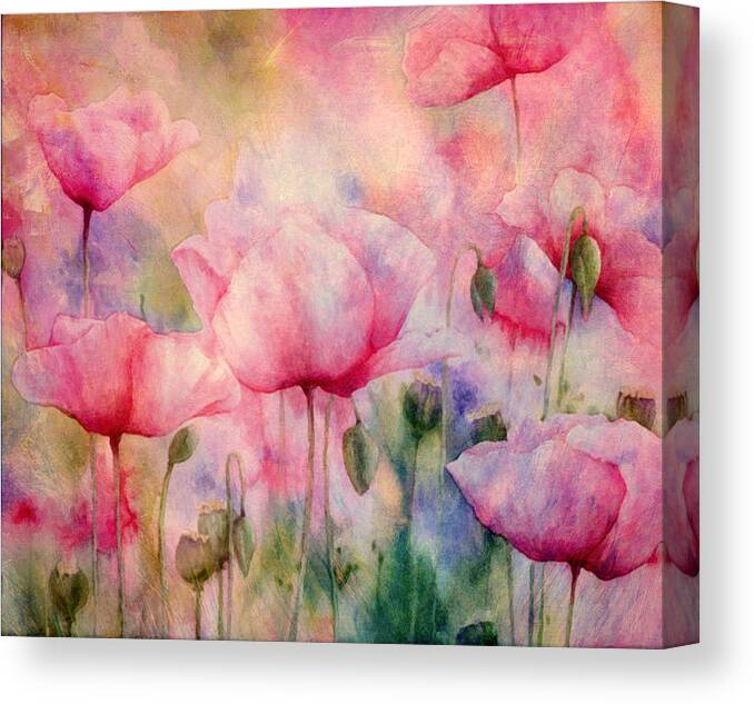 Poppy Canvas Print featuring the painting Monet's Poppies Vintage Warmth by Georgiana Romanovna