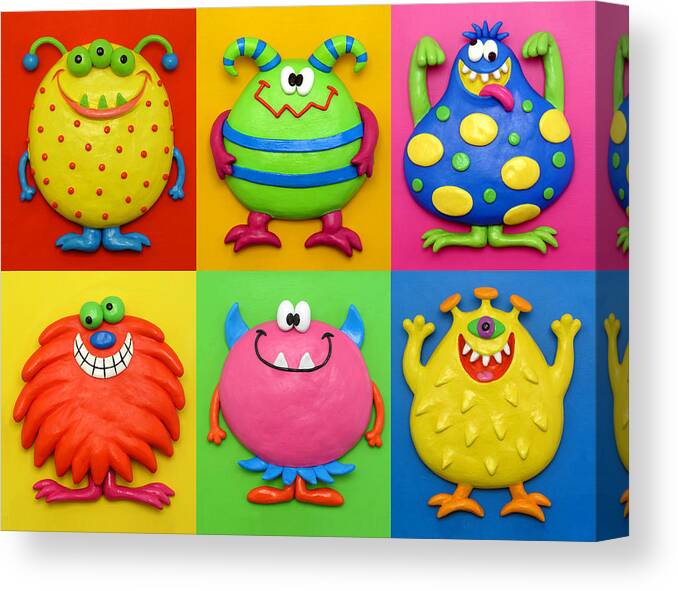 Monsters Canvas Print featuring the painting Monsters by Amy Vangsgard
