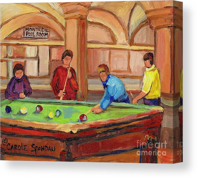 Montreal Canvas Print featuring the painting Montreal Pool Room by Carole Spandau