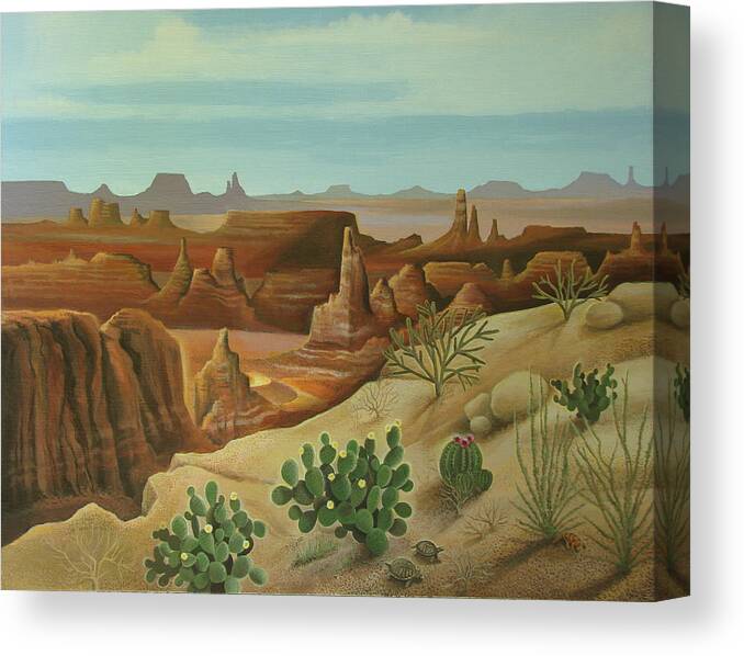 Desert Landscape Canvas Print featuring the painting Monument Valley by Stuart Swartz