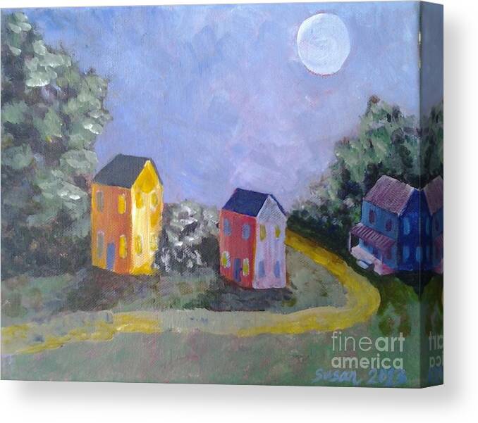 Landscape Canvas Print featuring the painting Moon Shadows by Susan Williams