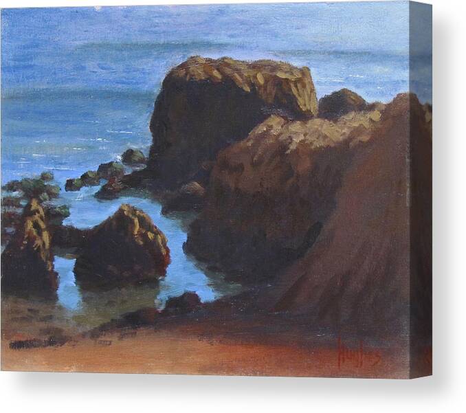 Moonstone Beach Canvas Print featuring the painting Moonstone Beach by Kevin Hughes