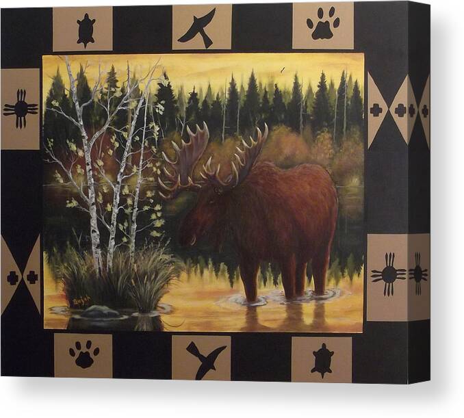 Moose Canvas Print featuring the painting Moose # 3 by Rudolph Bajak