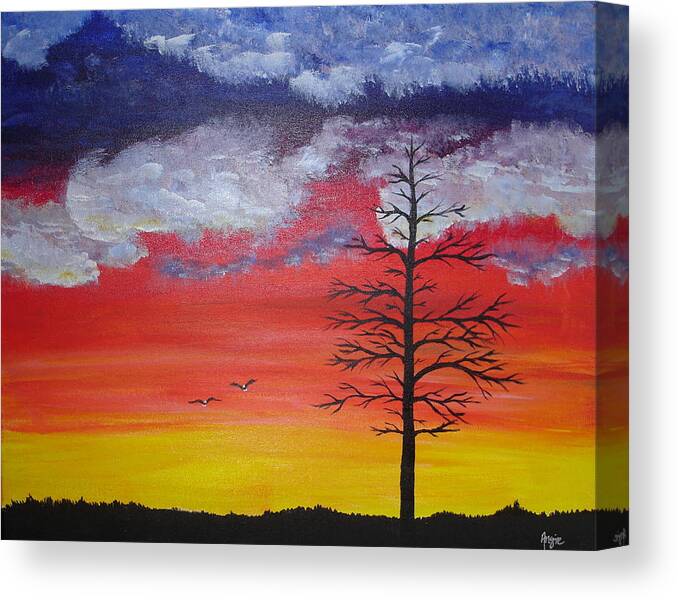 Sunrise Canvas Print featuring the painting Morning Flight by Angie Butler