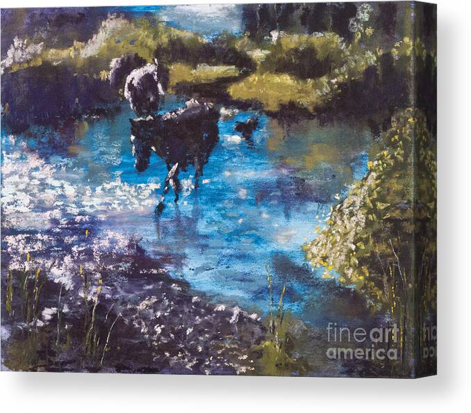 Horse Canvas Print featuring the painting Morning Round Up by Jim Fronapfel