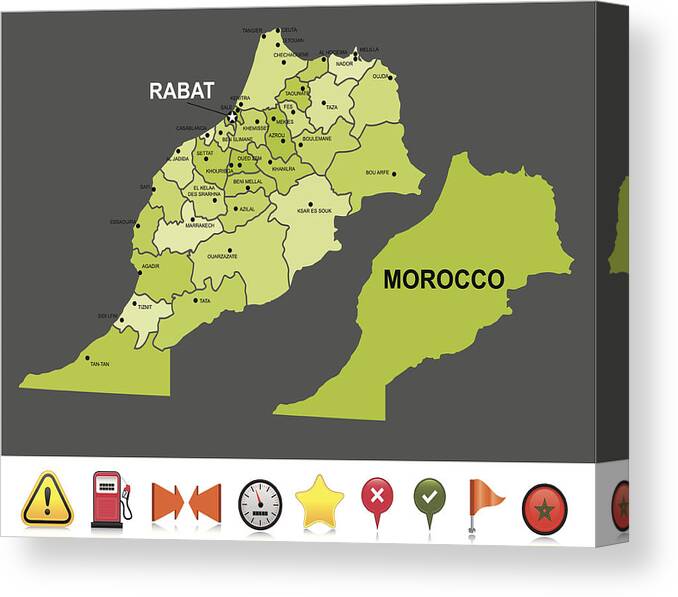 Fuel Pump Canvas Print featuring the drawing Morocco navigation map by Alextom2k