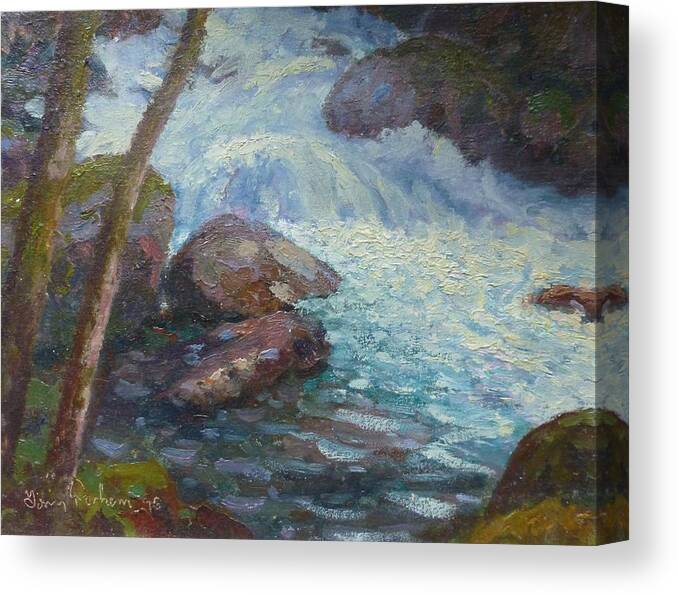 Streams Canvas Print featuring the painting Morraine Ck. Fiordland NZ. by Terry Perham