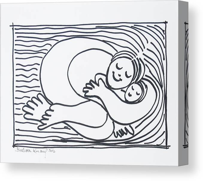 Mother And Child Drawing Canvas Print featuring the drawing Mother and Child by Barbara Anna Knauf
