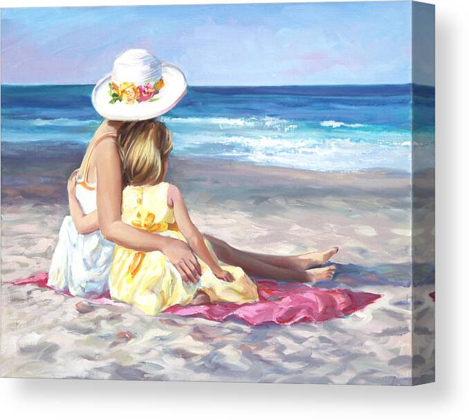 Mom And Daughter Canvas Print featuring the painting Mother's Love by Laurie Snow Hein