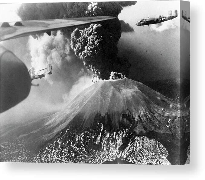 Vehicle Canvas Print featuring the photograph Mount Vesuvius Erupting by Us Air Force