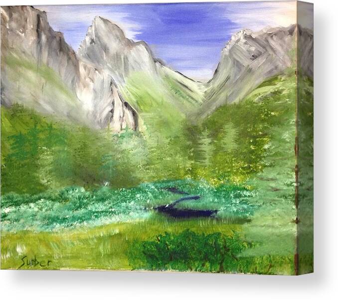 Mountains Canvas Print featuring the painting Mountain Day by Suzanne Surber