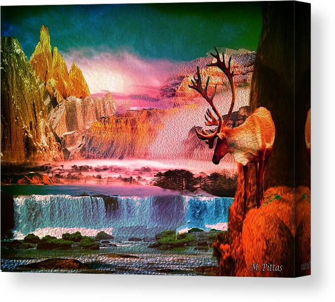  Canvas Print featuring the digital art Mountain Scape by Michael Pittas