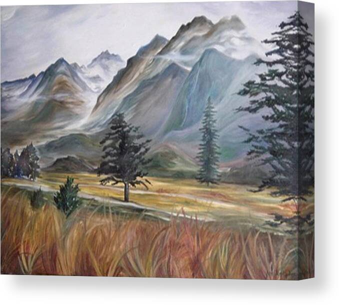 Mountains Canvas Print featuring the painting Mountains in New Zealand by Jennifer Lycke