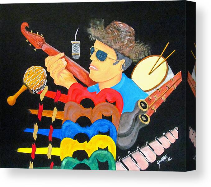 Music Canvas Print featuring the painting Musical Man by Gloria E Barreto-Rodriguez