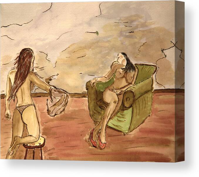 Nude Framed Prints Canvas Print featuring the painting My Passion. by Shlomo Zangilevitch