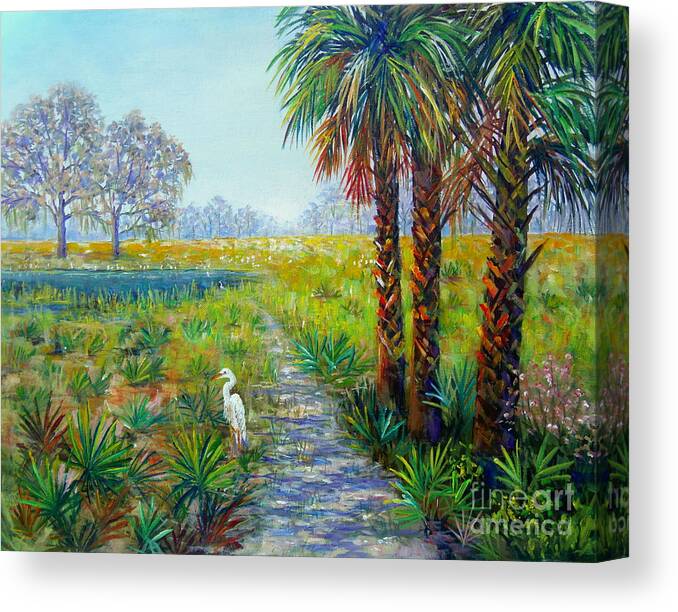 Myakka Heron Canvas Print featuring the painting Myakka Heron by Lou Ann Bagnall