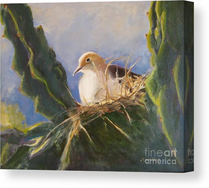 Dove Canvas Print featuring the painting Home is Where the Heart Is by Maria Hunt