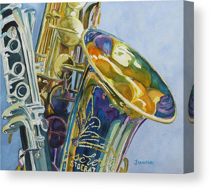 Jazz Canvas Print featuring the painting New Orleans Reeds by Jenny Armitage