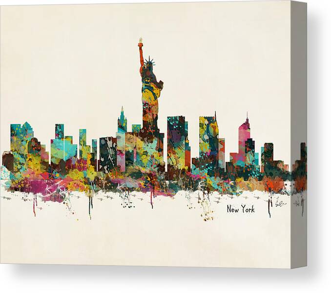 New York Skyline Canvas Print featuring the painting New York by Bri Buckley