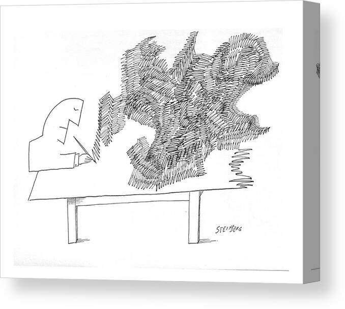 Drawing Artists Artist Art Self-creating Making Drawn Tables Pens Doodle
A Man Sits At A Table He Has Drawn Canvas Print featuring the drawing New Yorker December 26th, 1964 by Saul Steinberg