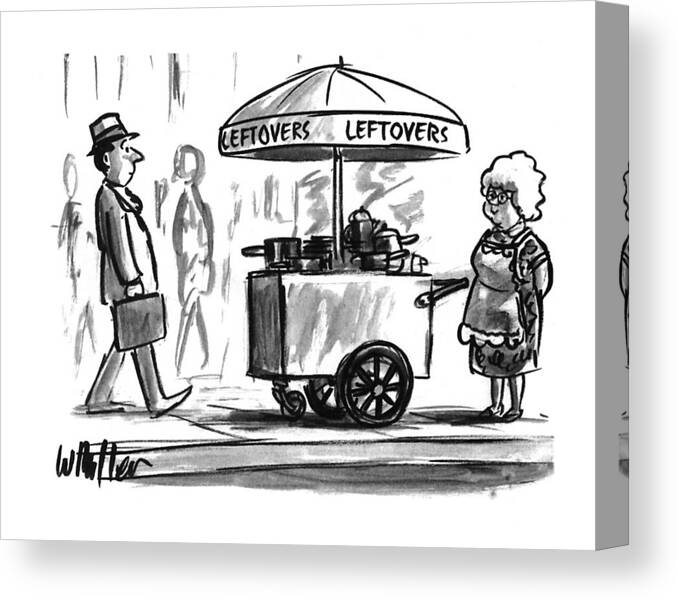 (a Grandmother Is Selling Leftovers In The Streets)
Urban Canvas Print featuring the drawing New Yorker October 17th, 1994 by Warren Miller