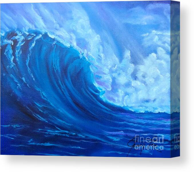 Huge Wave Canvas Print featuring the painting Wave V1 by Jenny Lee