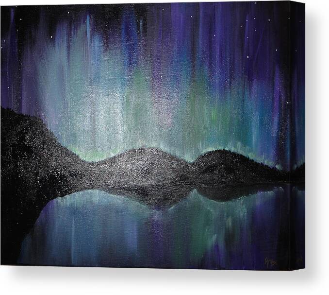 Northern Lights Canvas Print featuring the painting Northern Lights of Laboradite by Angie Butler