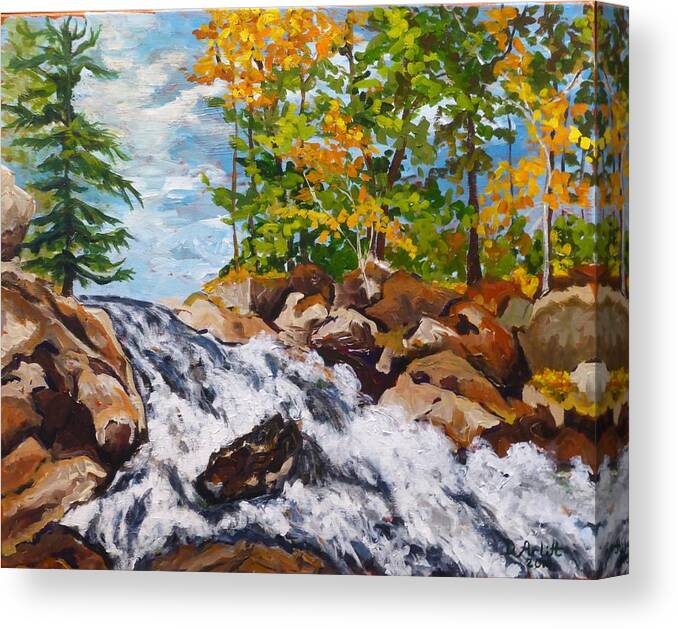 Waterfall Canvas Print featuring the painting Northern Waterfall by Diane Arlitt