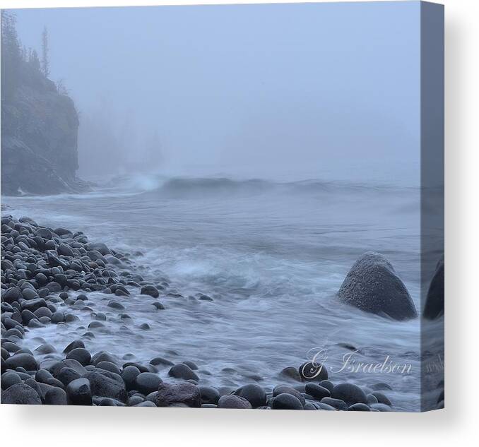 Lake Superior Canvas Print featuring the photograph Northshore Fog and Waves by Gregory Israelson
