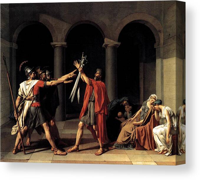 Oath Canvas Print featuring the painting Oath of the Horatii by Jacques Louis David