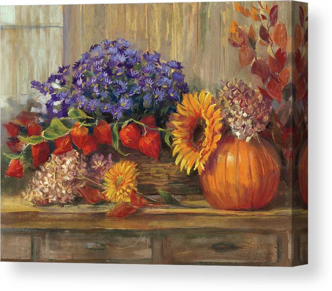 Autumn Canvas Print featuring the painting October Still Life by Carol Rowan
