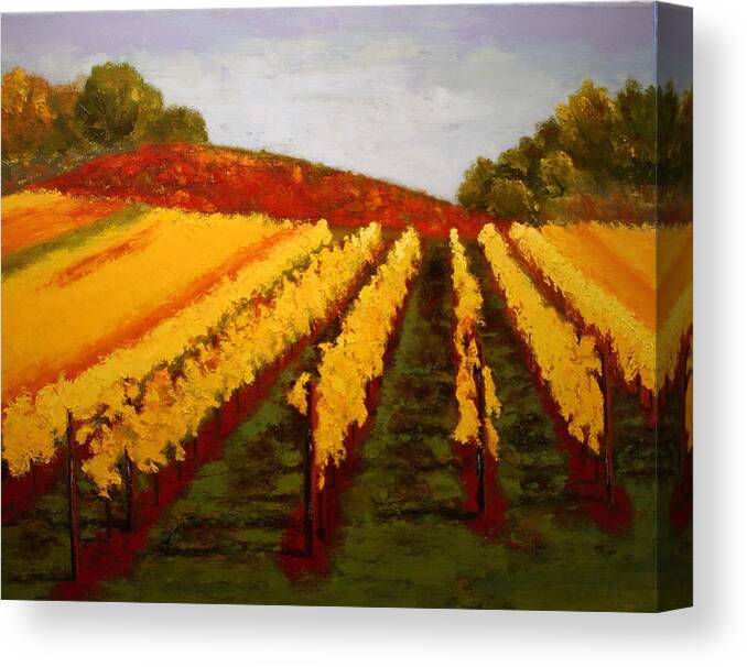 Landscape Canvas Print featuring the painting October Vineyard by Nancy Jolley