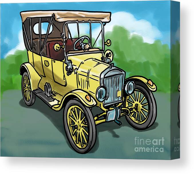 Old Car Canvas Print featuring the painting Old Car 01 by Tim Gilliland