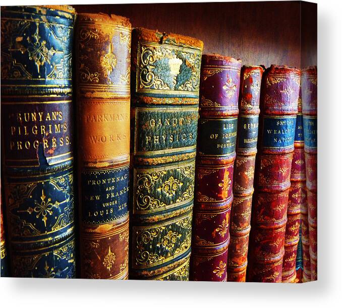 Old Books Canvas Print featuring the photograph Old Leather by Carl Sheffer