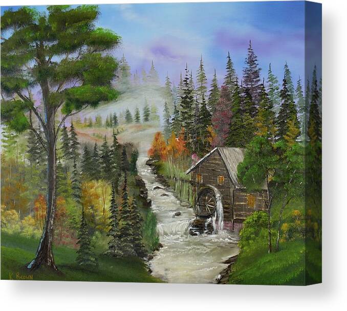  Landscape Paintings Canvas Print featuring the painting Old Mill by Kevin Brown