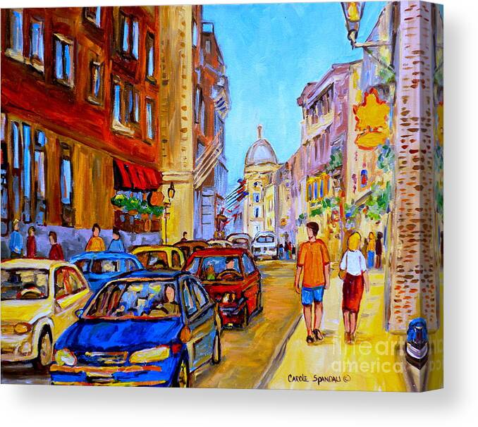 Old Montreal Street Scenes Canvas Print featuring the painting Old Montreal by Carole Spandau