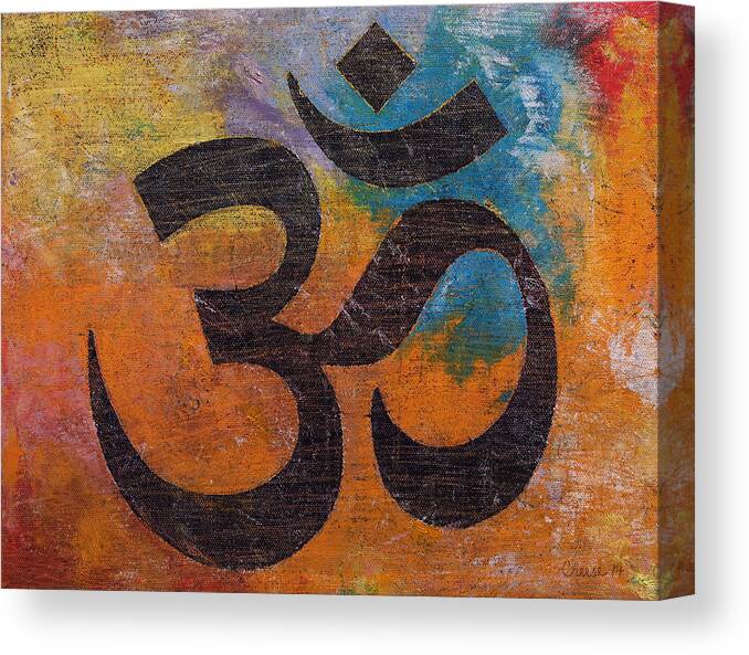 Calligraphy Canvas Print featuring the painting Om by Michael Creese