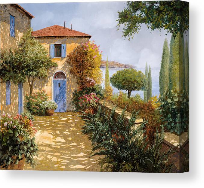 Terrace Canvas Print featuring the painting Ombre Sul Terrazzo by Guido Borelli