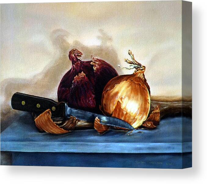 Still Life Canvas Print featuring the painting Onions by Linda Becker