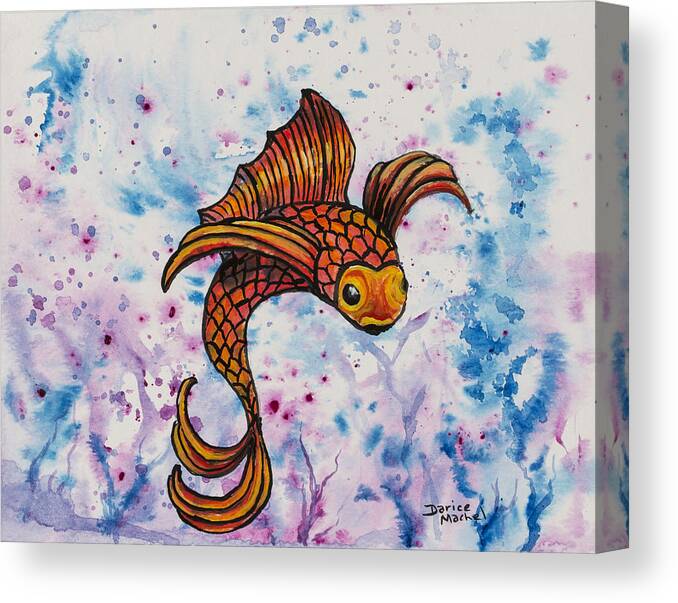 Fish Canvas Print featuring the painting Orange Fish by Darice Machel McGuire