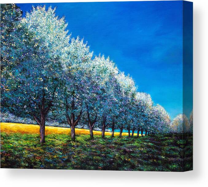 Cherry Orchard Canvas Print featuring the painting Orchard Row by Johnathan Harris
