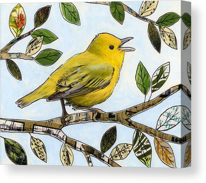 Birds Canvas Print featuring the painting Original Music Bird Art Print Painting ... The Finch's Song by Amy Giacomelli