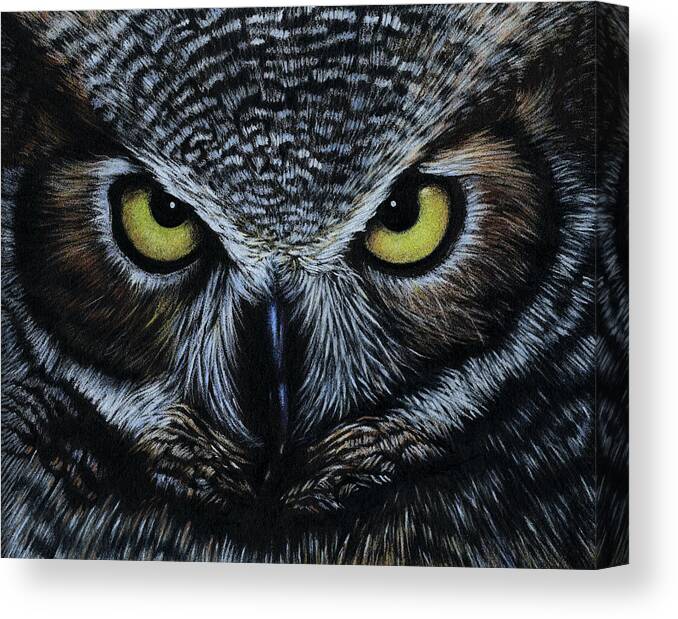 Owl Canvas Print featuring the drawing Owl by Natasha Denger