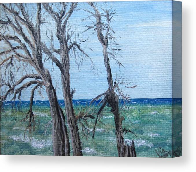 Lake Canvas Print featuring the painting Painting - Waiting for Spring - Lake Ontario by Judy Via-Wolff