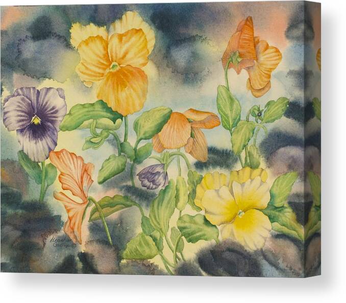 Pansies Canvas Print featuring the painting Pansies by Heather Gallup