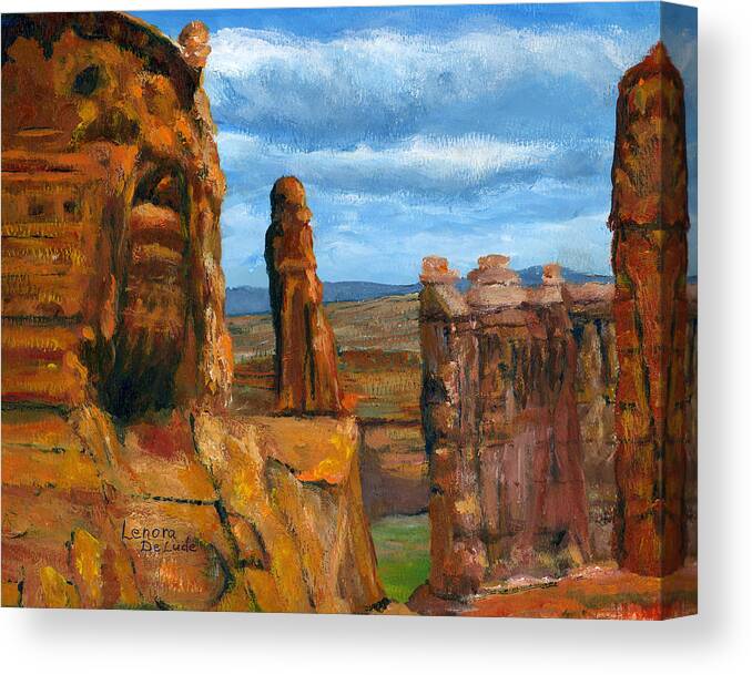 Arches Canvas Print featuring the painting Park Avenue Arches National Park by Lenora De Lude