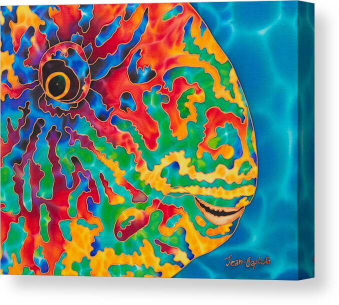 Diving Canvas Print featuring the painting Parrotfish by Daniel Jean-Baptiste