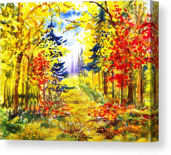 Landscape Canvas Print featuring the painting Path To The Fall by Irina Sztukowski