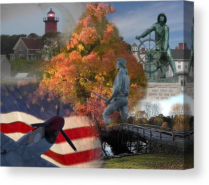 Concord Bridge Canvas Print featuring the photograph Patriotic Massachusetts by Jeff Folger