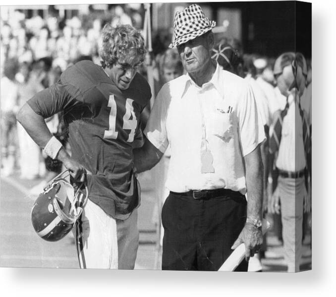 Alabama Canvas Print featuring the photograph Paul Bear Bryant - Alabama Football by Retro Images Archive